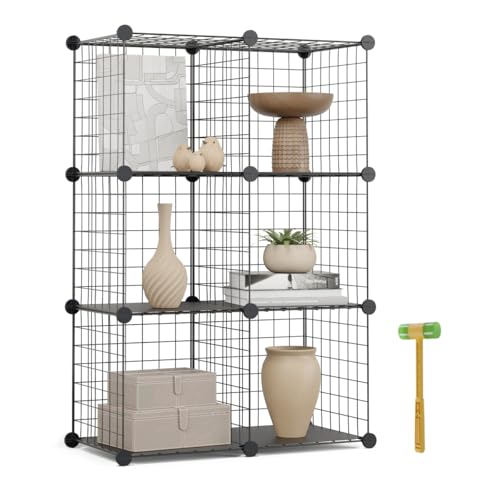 Newlux - Estantería Almacenaje Multiuso 6 Cubos (64,5x94,5x31,5cm), hasta 60Kg Capacidad. Estantería Metálica de Hierro Modular | Zapatero o Armario Abierto, Negro