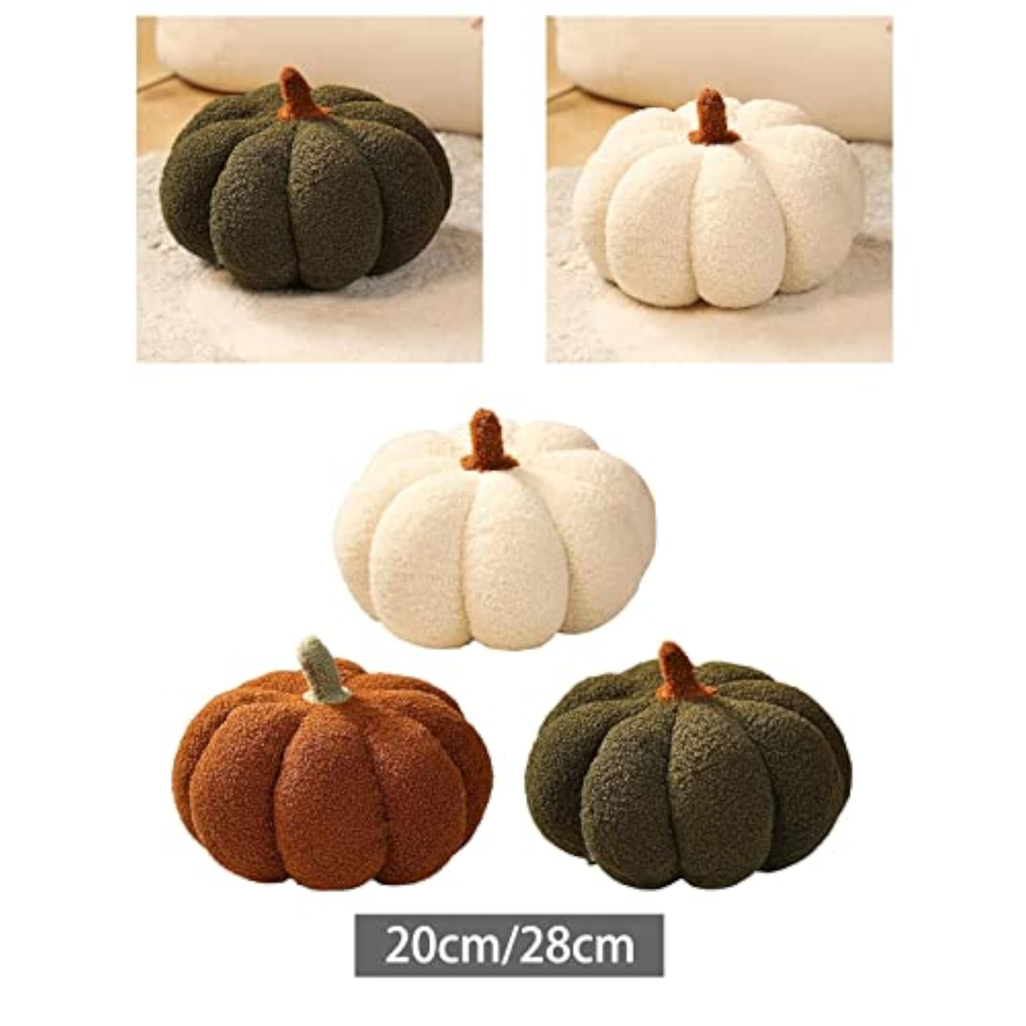 Pumpkin Throw Pillow, Decorative 20cm White