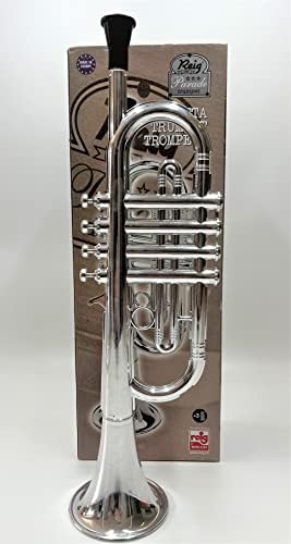 My First Toy Trumpet for Kids in Silver Finish with 4 Keys is a Great Learning Kid Toy Instrument and Teaching Tool for Children Ages 3+ BPA Free. 2 41H2RYYPcaL. AC