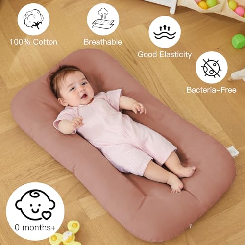 Image of Baby Lounger for Newborn, Bionic Design Baby Lounger, Soft Organic Cotton Breathable Lounger for Infants 0-24 Months (Brown)