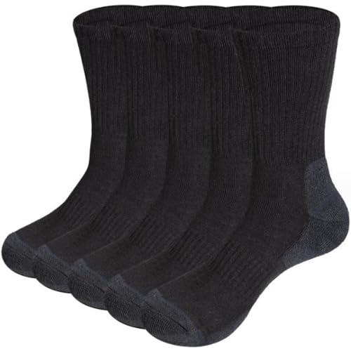 [ベンケ] 【厚手で疲れにくい】 登山用 靴下 厚手 5足セット アウトドア スポーツ ソックス 登山用靴下 スポーツソックス ミドル丈 ランニングソックス アウトドア用ソックス 春 秋 冬 作業 登山 トレッキング 通気性 ハイキングソックス (ブラック L)