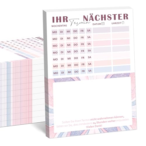 Terminzettel Praxis | 12 x Terminblock | Terminblöcke mit 600 Terminzetteln | DIN-A7 Terminzettel 7 Termine pro Zettel für Ärzte Heilpraktiker Physio Massage Studios Kosmetik