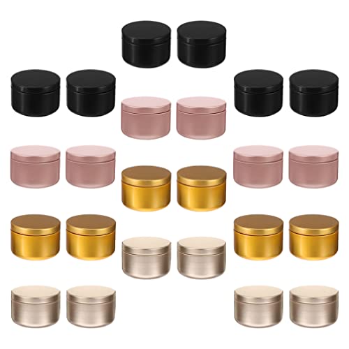 Sewroro Candle Tins 24 Pcs Metal Round Candle Containers Aluminum Candle Making Jars DIY Candle Making Supplies (Mixed Colors)