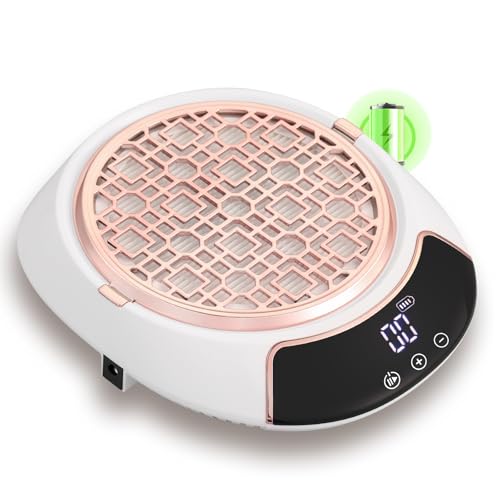 Image of CHRISTINE SHELLY Nail Dust Collector, Cordless Dust Collector Nail Tech, Powerful Vacuum Fan Vent Dust Collector Extractor Dust Suction Machine for Acrylic Gel Polish,Salon & Home, White
