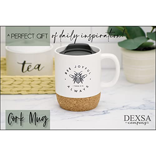 Taza de cerámica Dexsa con tapa y base de corcho 14 onzas miniatura 4
