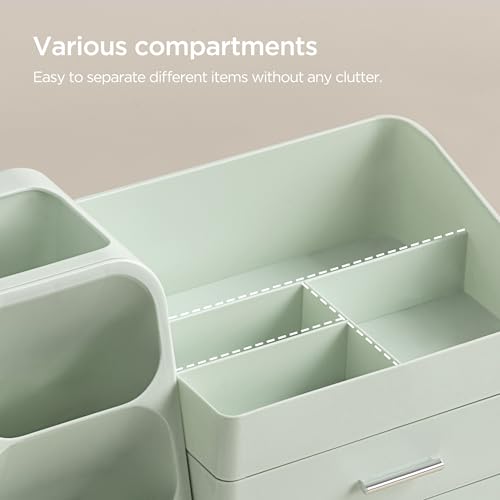 Image of HBlife Makeup Organizer with Brush Holder for Vanity, Large Plastic Bathroom Countertop Organizer Skin Care Storage, Easy to Store Lipsticks, Nail Polishes, Perfumes, Eyeshadow Palettes, All Green