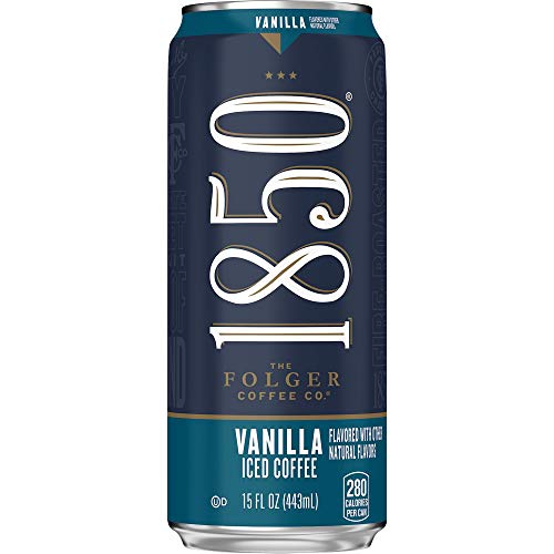 1850 By Folgers Coffee Vanilla Flavored Iced Coffee Beverage, 15 Fluid Ounces (Pack of 12), Ready to Drink
