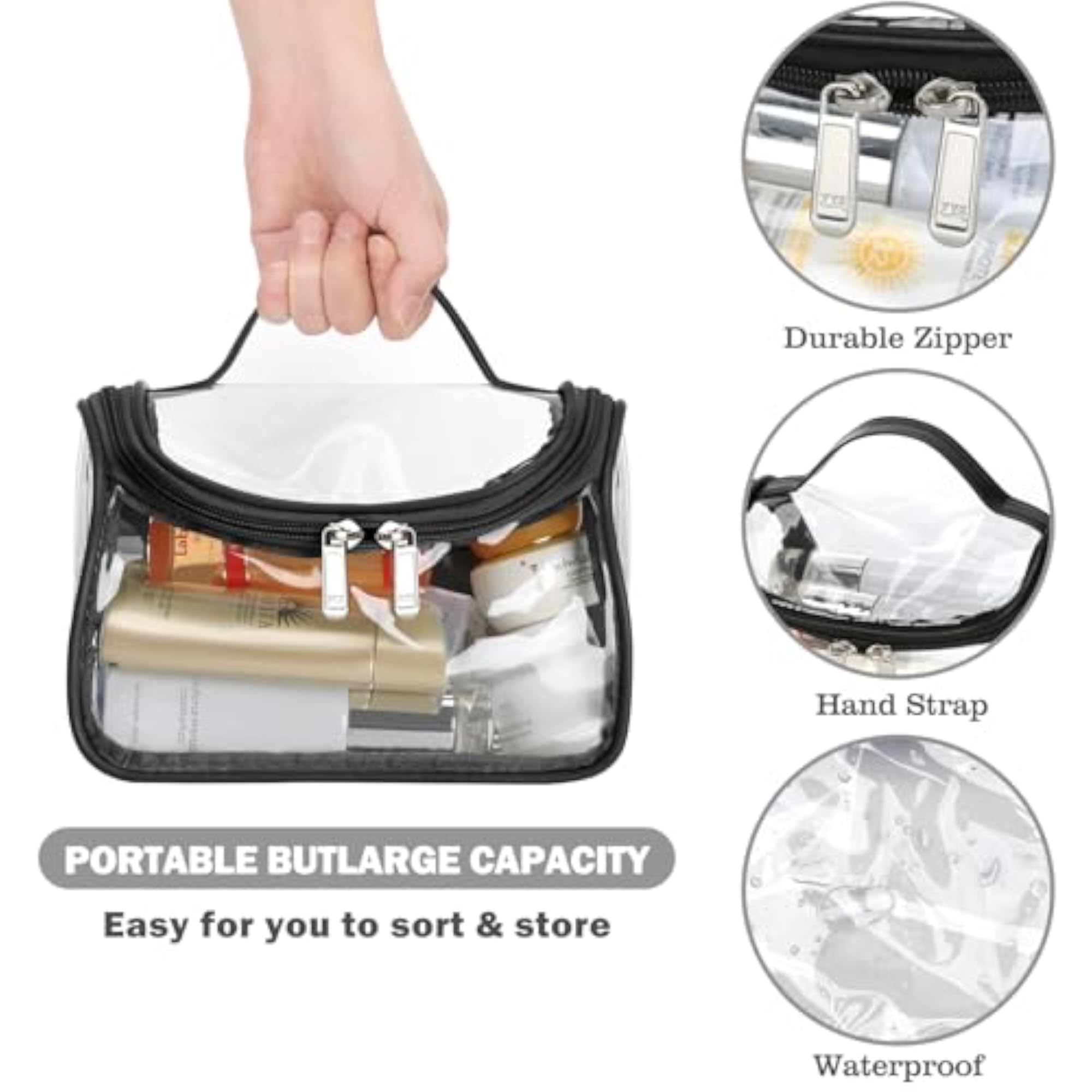 Heavy Duty Clear Cosmetic Bag, Waterproof Organizer