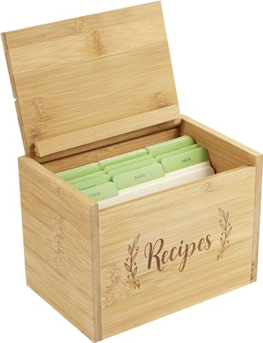 Image of Bamboo Recipe Box Set (includes 50 recipe cards and 24 dividers)