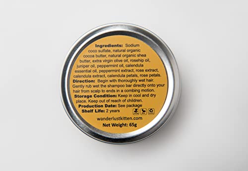 Shampoo Bar, Organic, Plastic-Free, 100% Vegan, Natural Shampoo, Silicone Free, Eco-Friendly, Zero Waste, Travel Essentials, Cruise Essentials, Gift For Travelers, Travel Essentials (Calendula) #TOP3
