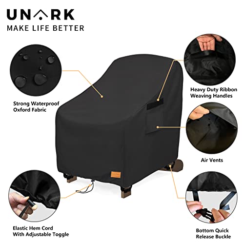 Unark Outdoor Swivel Chair Covers,Outdoor Rocking Chair Covers(W 33 X D 35 X H 38.5 Inches Black)Outdoor Rocker Covers Waterproof,Slipcover For Swivel Rocker Chair,Furniture Patio Rocker Cover 2 Pack #TOP2