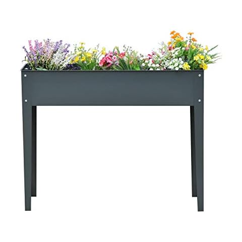 Outsunny Hochbeet, Kräuterbeet, Pflanzkasten mit 3 Abflusslöchern, Blumenkasten mit Füßen Cover