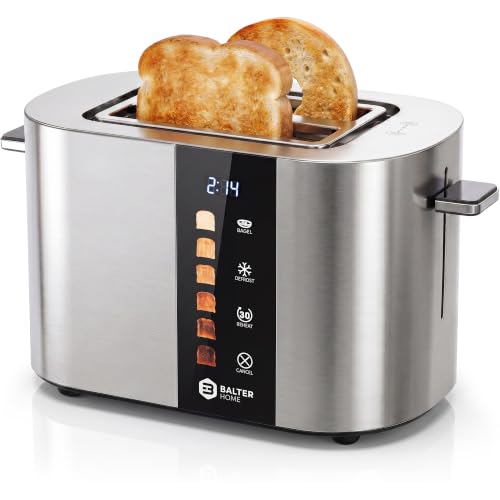 Image of Balter Toaster 2 Slice, Bagel Function, Stainless Steel, Touch Screen, Built-in Rack, Extra-Wide 1.5 inch Slots for Thick Breads & Bagel, Timer, BPA-Free, Removable Tray