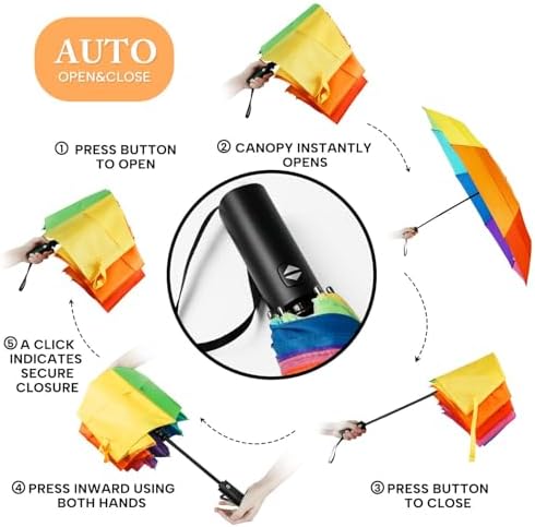 Rainbow Umbrella 방풍 오토매틱 - 116/137cm 엑스트라 라지 더블 캐노피 — 사진 6