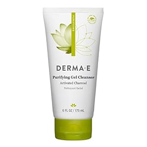 Derma E Purifying Gel Face Cleanser with Activated Charcoal with Marine Algae & Hyaluronic Acid, Daily Hydrating Facial Cleanser Hydrates & Nourishes, Fragrance-Free Facial Wash, 6 Oz