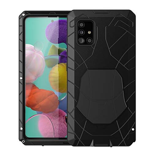 Featured Product Feitenn Samsung Galaxy A51 Case, Galaxy A51 Case Metal, Heavy Duty, Gorilla Glass Cover Armor Aluminum Alloy Military Heavy Duty Bumper Shockproof Men Hard Defender for Samsung Galaxy A51 2020 - Black