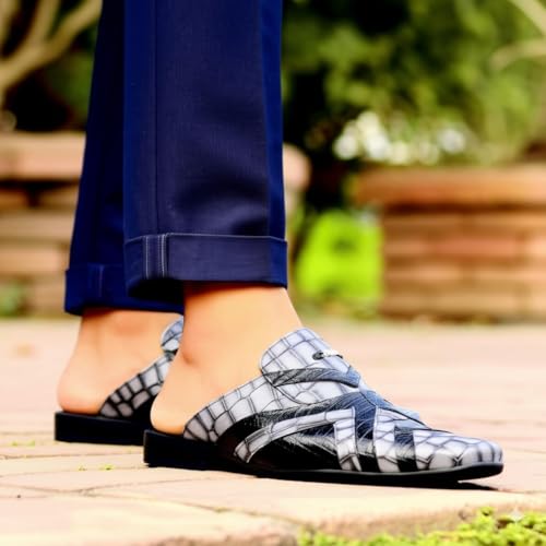 Men’s Loafer Mules Slip-On Dress Sandals Casual Leather Backless Mule Shoes with Buckle for Formal, Business, Party2