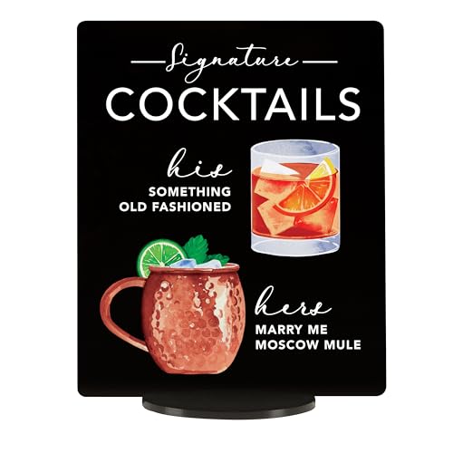 Elation Factory Co. Signature Cocktail Sign | Acrylic Wedding Bar Menu | Bar Menu Sign | Bar Sign | 10' H x 8' W Black Acrylic Signature Drink Sign