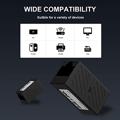 Image of iwillink RJ45 Coupler Ethernet Connector, Female to Female RJ45 Connector for Cat7 Cat6 Cat5e Cat5 Ethernet Cable, Extender Adapter, 20 Pack, Black