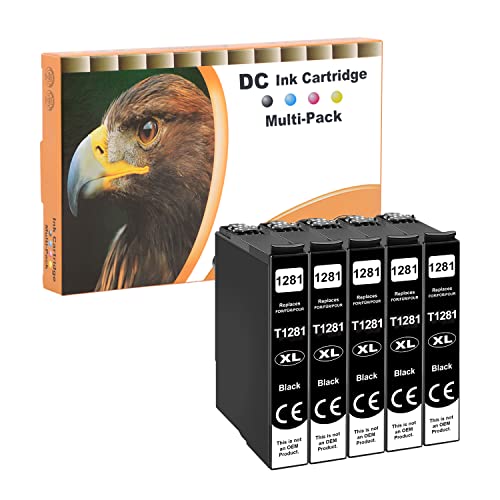 D&C T1285 Cartouche d'encre Compatible pour Epson T1285-T1281 BK pour Epson Stylus Office BX305FW S22 SX125 SX130 SX230 SX235W SX420W SX430W SX435W SX440 W...
