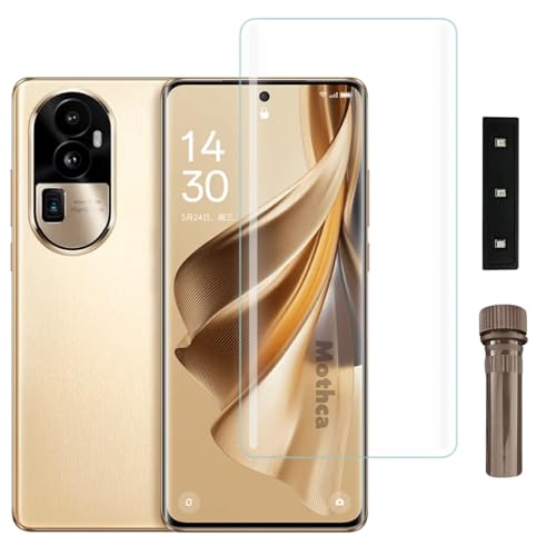 Image of Mothca Premium UV Tempered Glass Screen Protector For Oppo Reno 10 Pro Plus (Pack of 1) Full Adhesive UV Curved Screen Guard, Case Friendly with Installation Kit