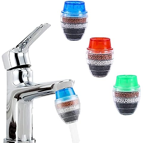 3 Pack Faucet Mount Filters, Sink Tap Water Filter, Carbon Water Filtration Faucet Clean Purifier Filter Cartridge for Home Kitchen Bathroom Water Tap Removes Chlorine Fluoride Heavy Metals Hard Water Cover
