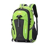 Nircho Mochila de senderismo para hombre y mujer, 40 L, impermeable, ligera, grande, mochila de viaje, mochila con rayas reflectantes para senderismo, ciclismo, escalada, montañismo y viajes, verde