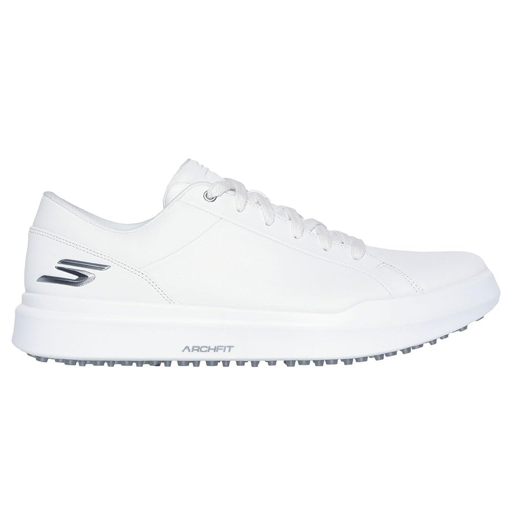 Skechers Golf Men's Drive 6 Arch Leather Relaxed Fit Spikeless Golf Shoe Sneaker, White, 10.5