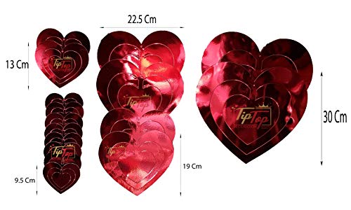 Image of 3D Metallic Foil Board Hanging Decorating Kit (Set of 16 Pieces) (Red Hearts)