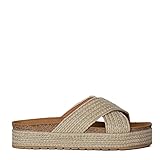  Altamoda Sandalias para Mujer de Plataforma Estilo Alpargata con Suela de Yute Zueco Beige (37)