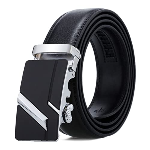 Adjustable Business/Casual Automatic Belt Black Genuine Leather Belts for Men