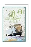 60 Geburtstag Karte Grußkarte Abenteuer VW-Bus Foliendruck 16x11cm