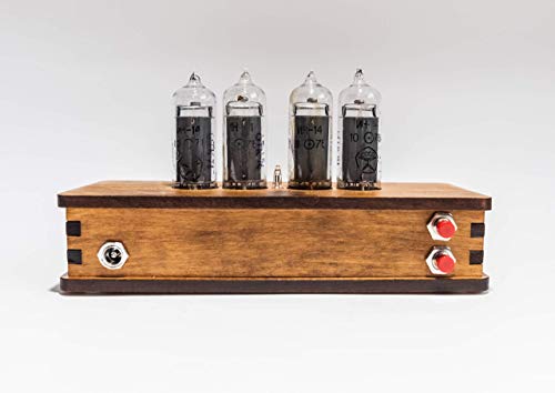 Handmade Nixie Tube Clock In-14 - Made In Ukraine - Vintage Retro Table Clock - Wooden Desk Nixie Tube Clock #TOP3