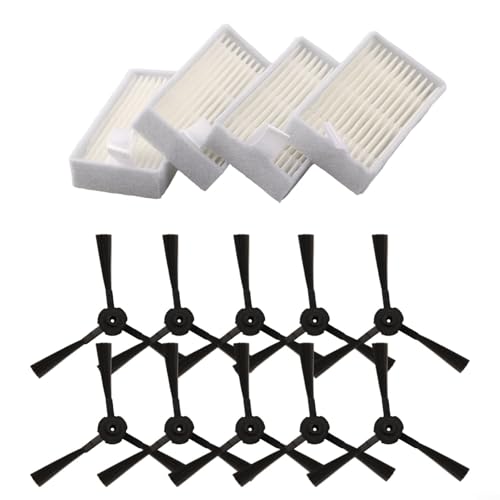 Spazzole laterali di ricambio e filtro a rete per aspirapolvere robot Ariete Briciola 2711 2712 2713 2717, 10 spazzole + 4 filtri