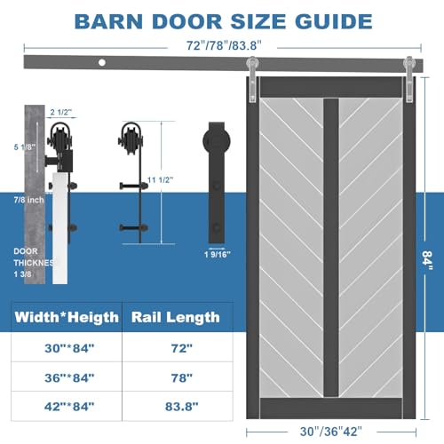 Image of 36 inch x 84 inch White Primed Sliding Barn Door with Hardware Kit Included | MDF Doors Covered with Water-Resistant Surface, Pre-Drilled Holes Easy Assembly, H-Frame