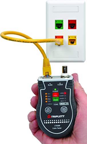 Triplett CTX200 Pocket CAT LAN Tester for RJ45, CAT 5/6, and Coax Cables with Instant Pass/Fail Results