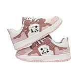 semmoi Panda-Themed Walking Sneakers for Women, Y2K Aesthetic, Cute Sporty Comfort, Travel-Ready (Pink,5.5)