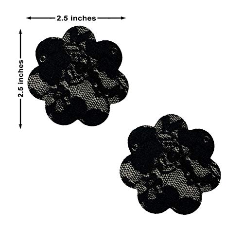 Neva Nude Vogue Black Lace Petal Nipztix Pasties Nipple Covers For Festivals, Raves, Parties, Lingerie And More, Medical Grade Adhesive, Waterproof And Sweatproof, Made In Usa #TOP3