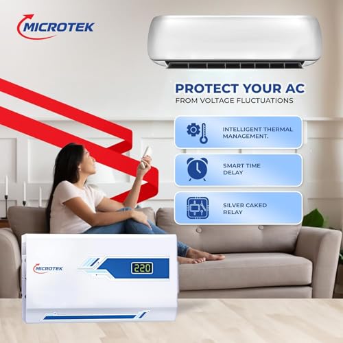 Image of Microtek EM 4140+ Automatic Voltage Stabilizer for AC Air Conditioner up to 1.5 Ton | Input Range 140V-290V