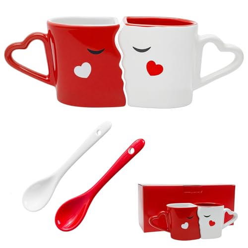 Juego de 2 tazas de café para parejas, tazas de cerámica únicas con cucharas, regalos para el día de San Valentín, aniversario de boda, despedida de soltera, compromiso, Navidad Juego de 2 tazas de café para parejas, tazas de cerámica únicas con cucharas, regalos para el día de San Valentín, aniversario de boda, despedida de soltera, compromiso, Navidad