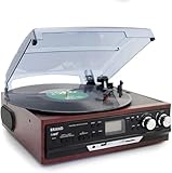  Tourne-Disque de Style Classique, Platine Vinyle Vintage, avec Radio AM/FM, Lecteur de Cassettes, Lecteur CD, 2 Haut-parleurs stéréo séparés, Radio