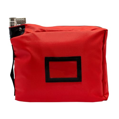 Cardinal bag supplies Large Medicine Bag Includes Pill Box and Removable Clear Bags, Prescription Bottle Organizer, Travel Carry Case, Combination Lock,12" x 10" x 2" (Red)