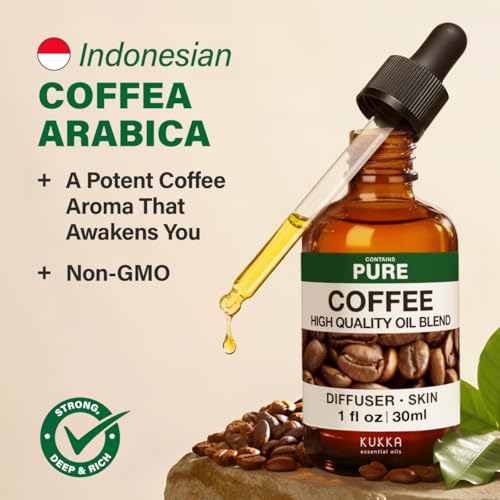 Image of 100% Pure Coffee Oil - 1 Fl Oz Coffee Essential Oil for Hair, Skin, Diffuser, Aromatherapy & DIY Soap Making Scent