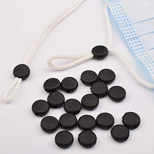 CTZD Cord Lock White Black Soft Plastic Silicone for Drawstrings Elastic Cord Ear Loop Adjuster Non Slip Stopper (100pcs, Black)