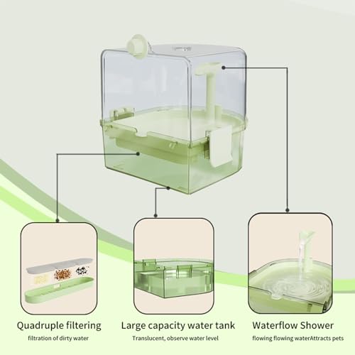 image for YOOSO WING Automatic Bird Baths for Cage – Indoor Parakeet Bath with
