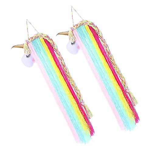 Yardwe 2Pcs Unicorn Headband Organizer Hand Woven Hair Clips Holder for Cute Barrette Storage Lightweight Wall Decor for present for Hair Accessories