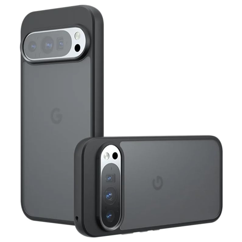 Image of Phone Case for Google Pixel 9 Pro, Matte Black Shockproof Cover | 2.4m Drop Protection, Anti-Drop Airbags, 0.5mm Raised Edges, Shock Absorption, Frosted Finish