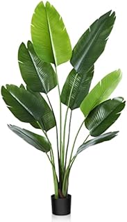 CROSOFMI Artificial Bird of Paradise Plant 150cm Fake Tropical Palm Tree with 10 Leaves,Perfect Faux Plants in Pot for Indoor Outdoor House Home Office Modern Decoration Housewarming Gift1Pack