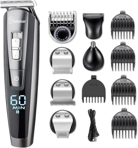 Hatteker Barbero Electrico Cortapelos Profesional Hombre Recortador Pelo Cortadora De Pelo Recargable Máquina De Afeitar Recortadora Barba Y Precisión Impermeable 5 En 1