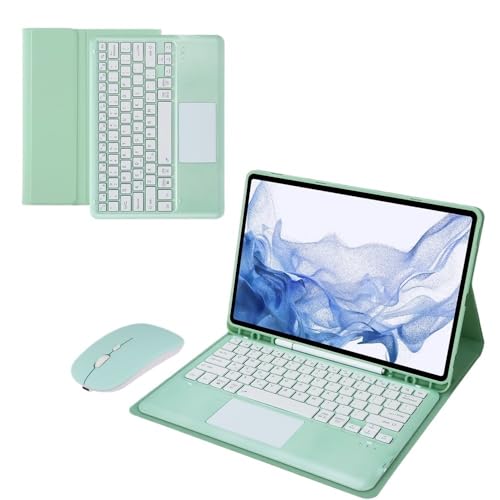 Funda de cuero con teclado magnético para Samsung Galaxy Tab S9+ de 12.4 pulgadas color verde matcha